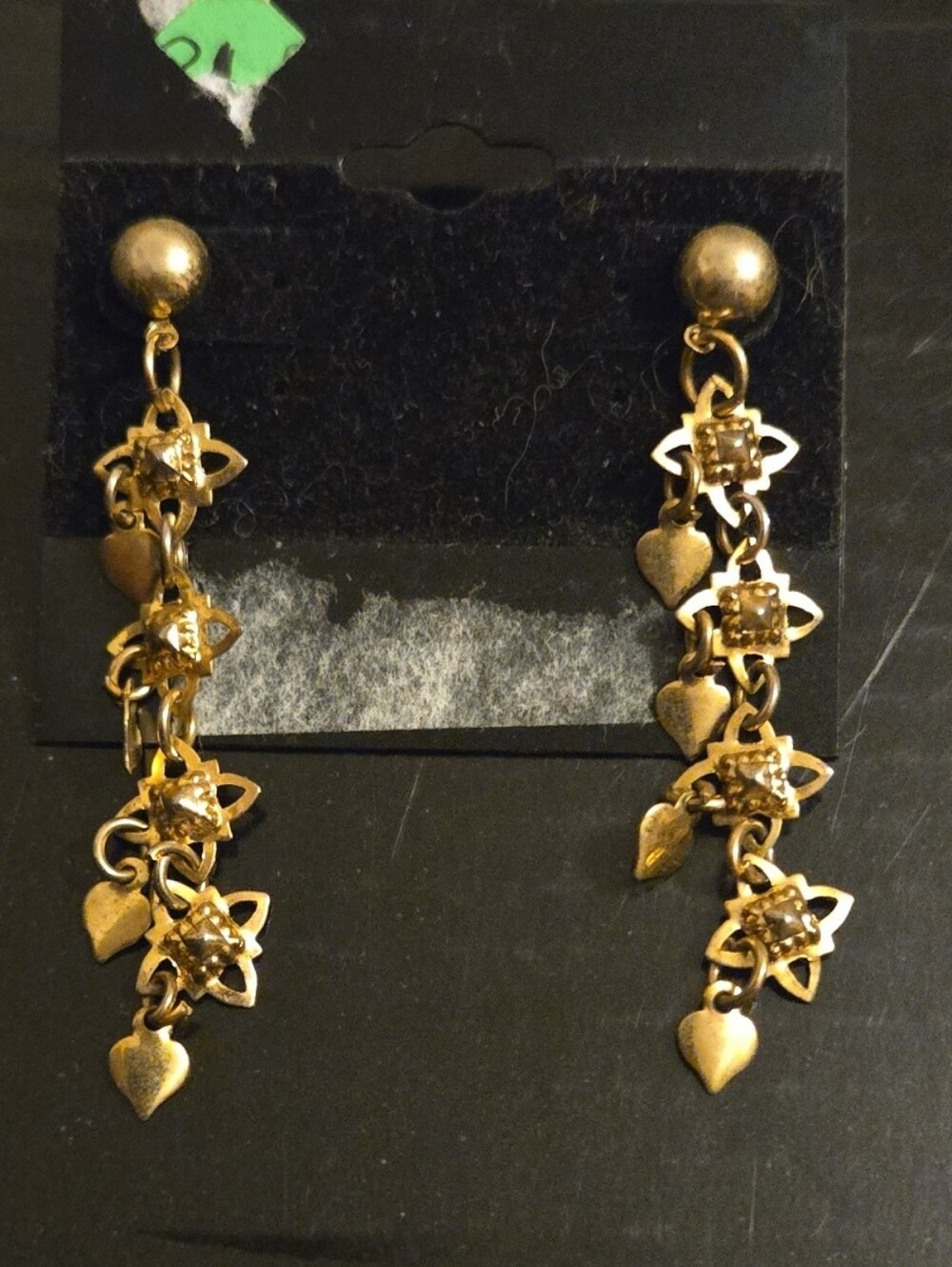 Gold Heart & Star Drop Dangle Earrings